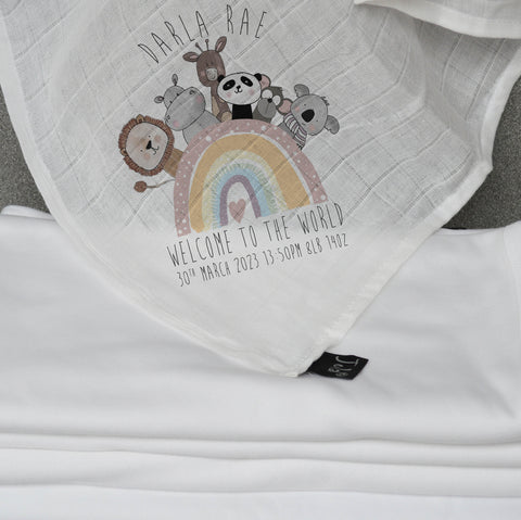 Petite Jola Pastel Rainbow Animals Baby Gift Set