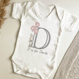 Personalised Bunny and Balloons Initial White Baby Vest