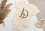 Personalised Animal Initial Natural Baby Vest