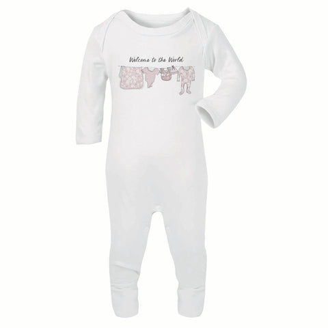 Personalised Floral washing line baby grow