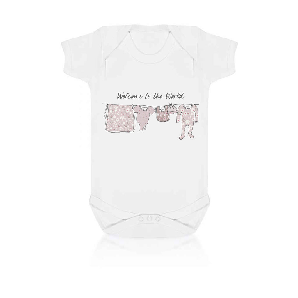 Personalised Floral washing line baby vest