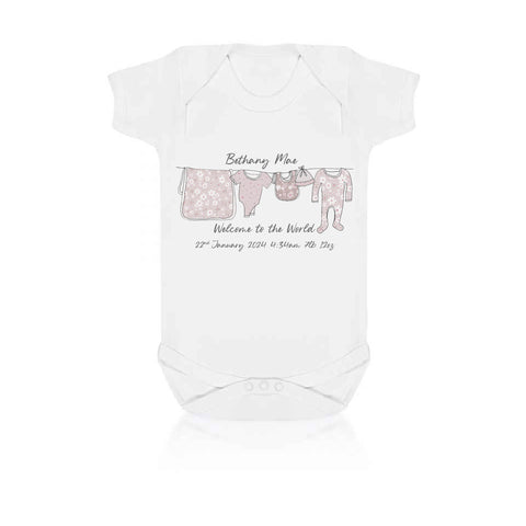 Personalised Floral washing line baby vest