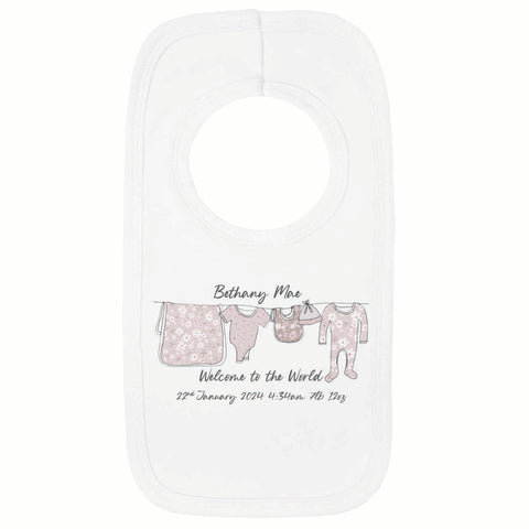 Personalised Floral washing line baby Bib