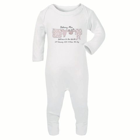 Personalised Floral washing line baby grow