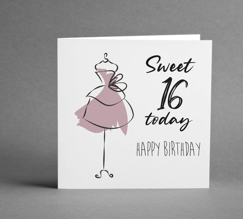 Sweet 16 Happy Birthday square card