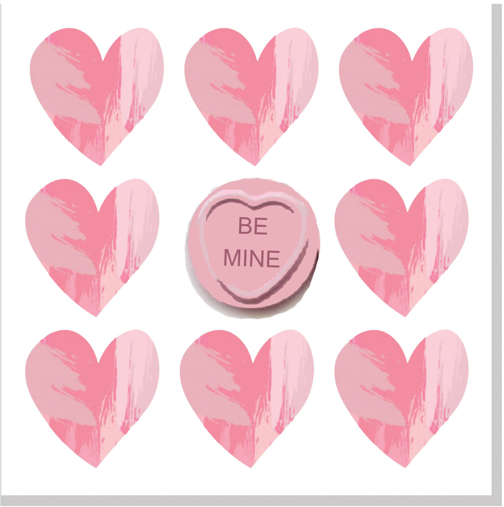 Be mine love hearts square card