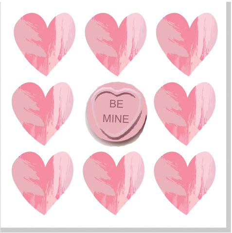 Be mine love hearts square card