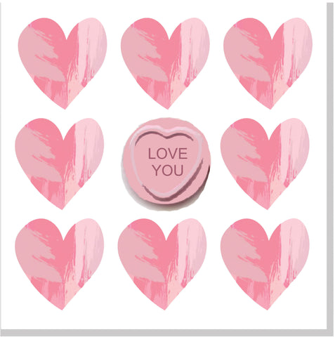 Be mine love hearts square card