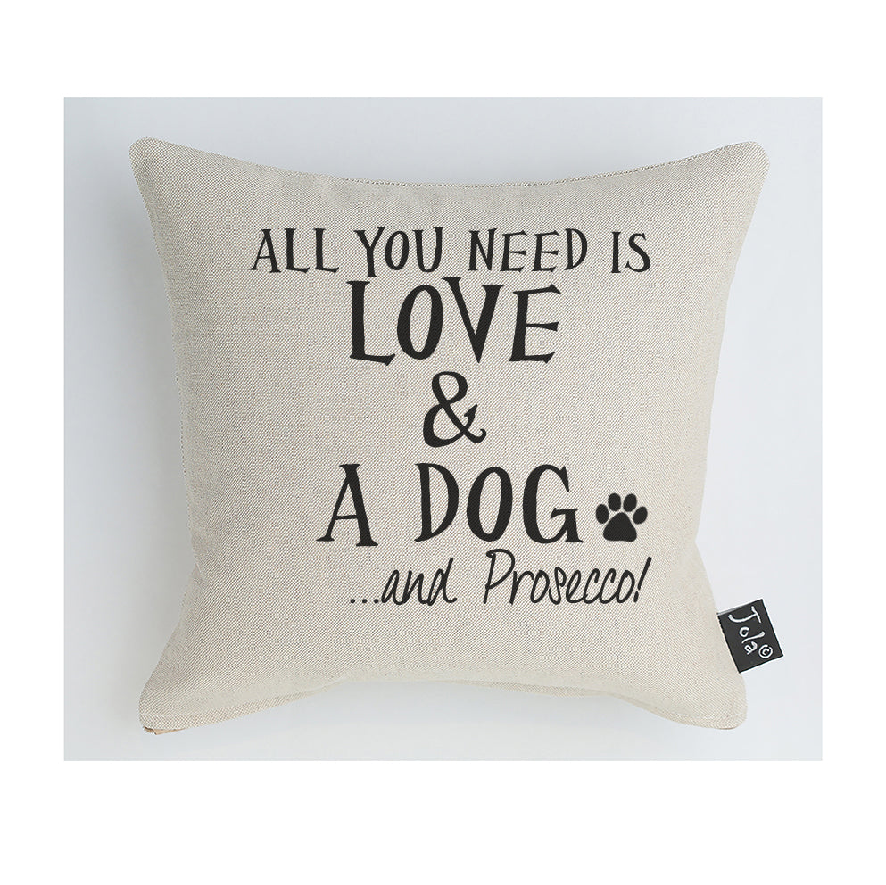 Love dog and prosecco cushion