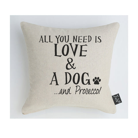 Love dog and prosecco cushion