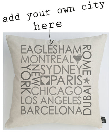 Personalised Block City cushion pastel