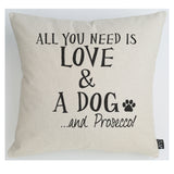 Love dog and prosecco cushion
