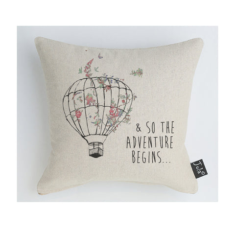 So let the adventure begin Balloon floral cushion