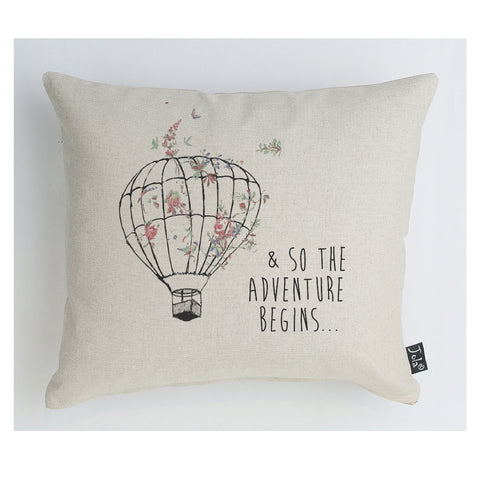 So let the adventure begin Balloon floral cushion