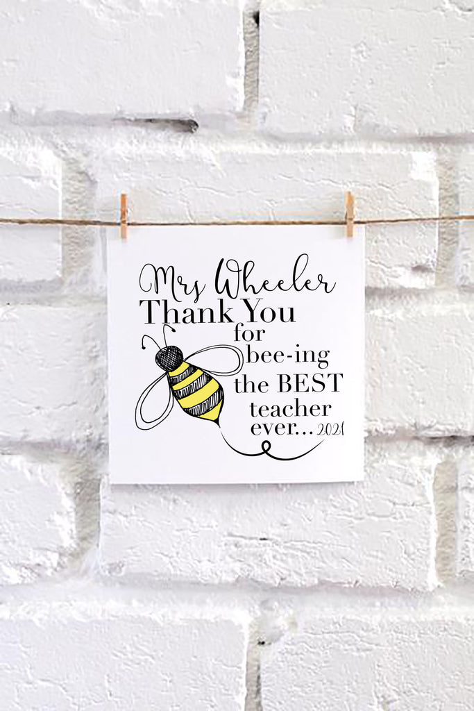 Thank you for Bee-ing the Best Teacher 2022 square card
