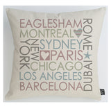 Personalised Block City cushion pastel