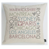 Personalised Block City cushion pastel
