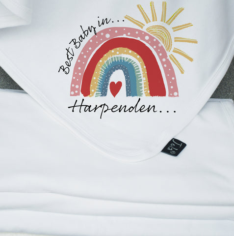 Personalised City Rainbow blanket