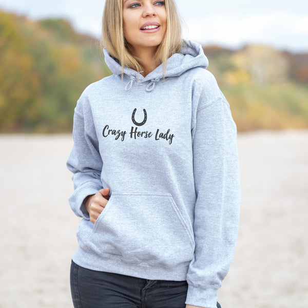 Crazy Horse Lady Lustiges T-Shirt Mit Spruch Für Pferdeliebhaber Pullover Hoodie