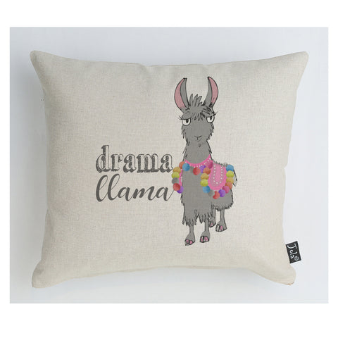 Drama Llama bright pom poms cushion