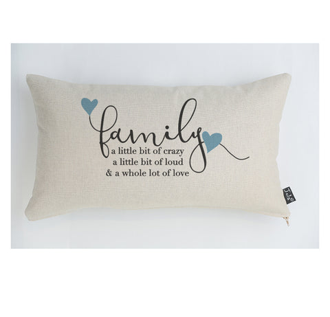 Family Crazy blue hearts cushion