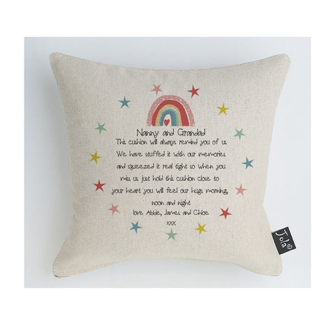 Personalised Hugs Rainbow stars cushion