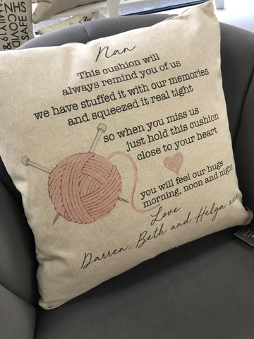 Personalised Knitting cushion