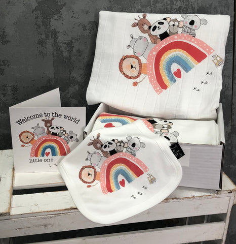 Rainbow Animals Baby Gift Set