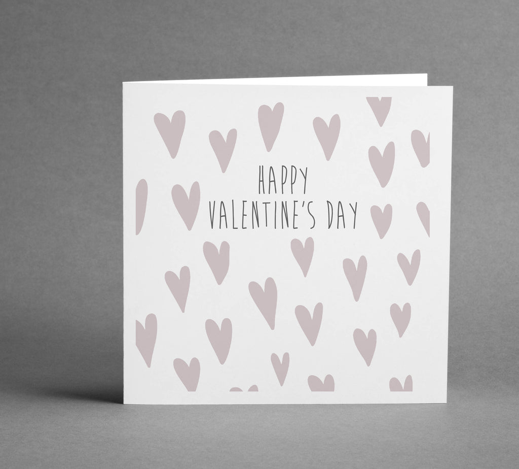Happy Valentine's Day Blush Hearts square card