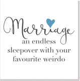Marriage sleepover heart square card