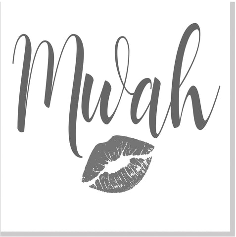 Mwah grey kiss square card