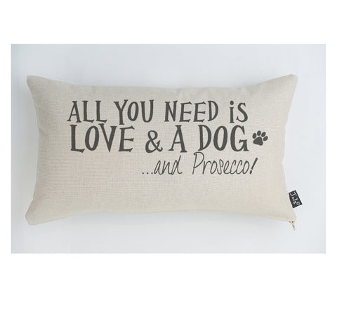 Love dog and prosecco cushion