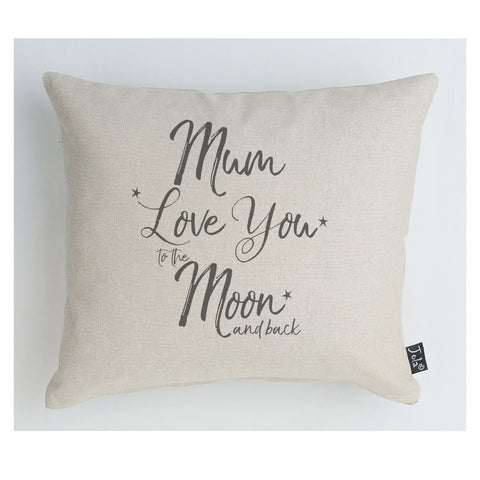 Mum Love you to the Moon and back cushion grey