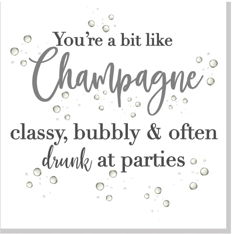 New Champagne Classy bubbly square card