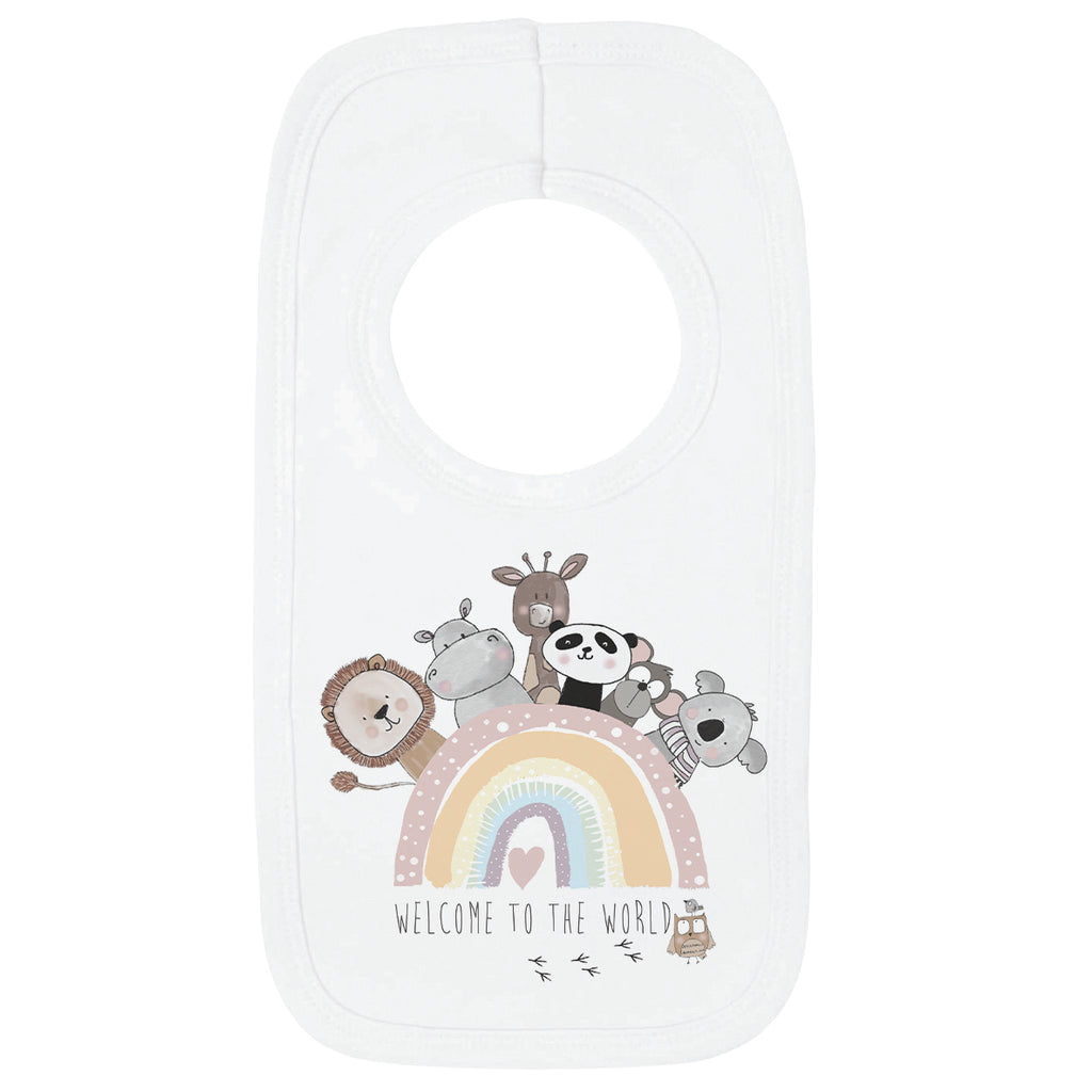 Pastel Rainbow Animals Baby Bib