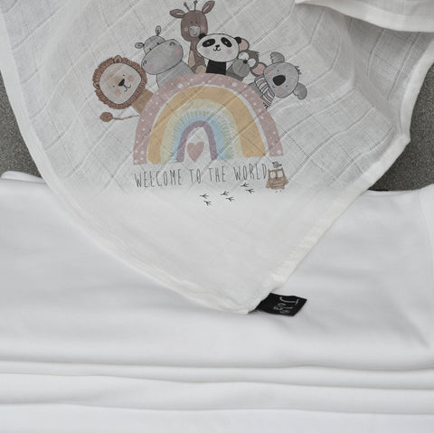 Pastel Rainbow Animals Baby Muslin