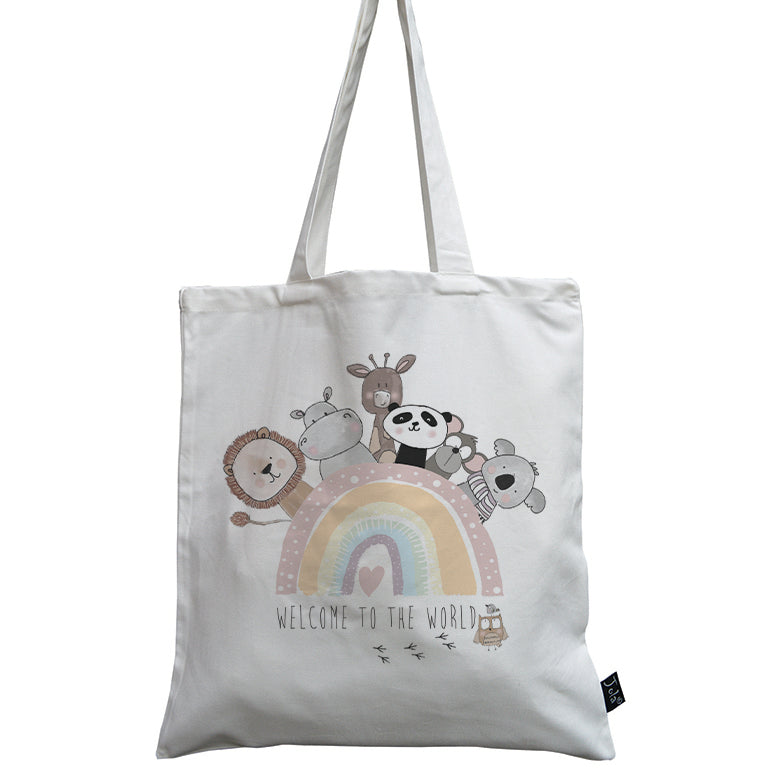 Pastel Rainbow Animals canvas bag