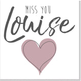 Personalised Miss you Blush heart square card