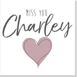 Personalised Miss you Blush heart square card