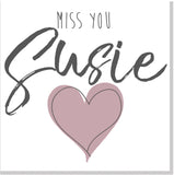 Personalised Miss you Blush heart square card