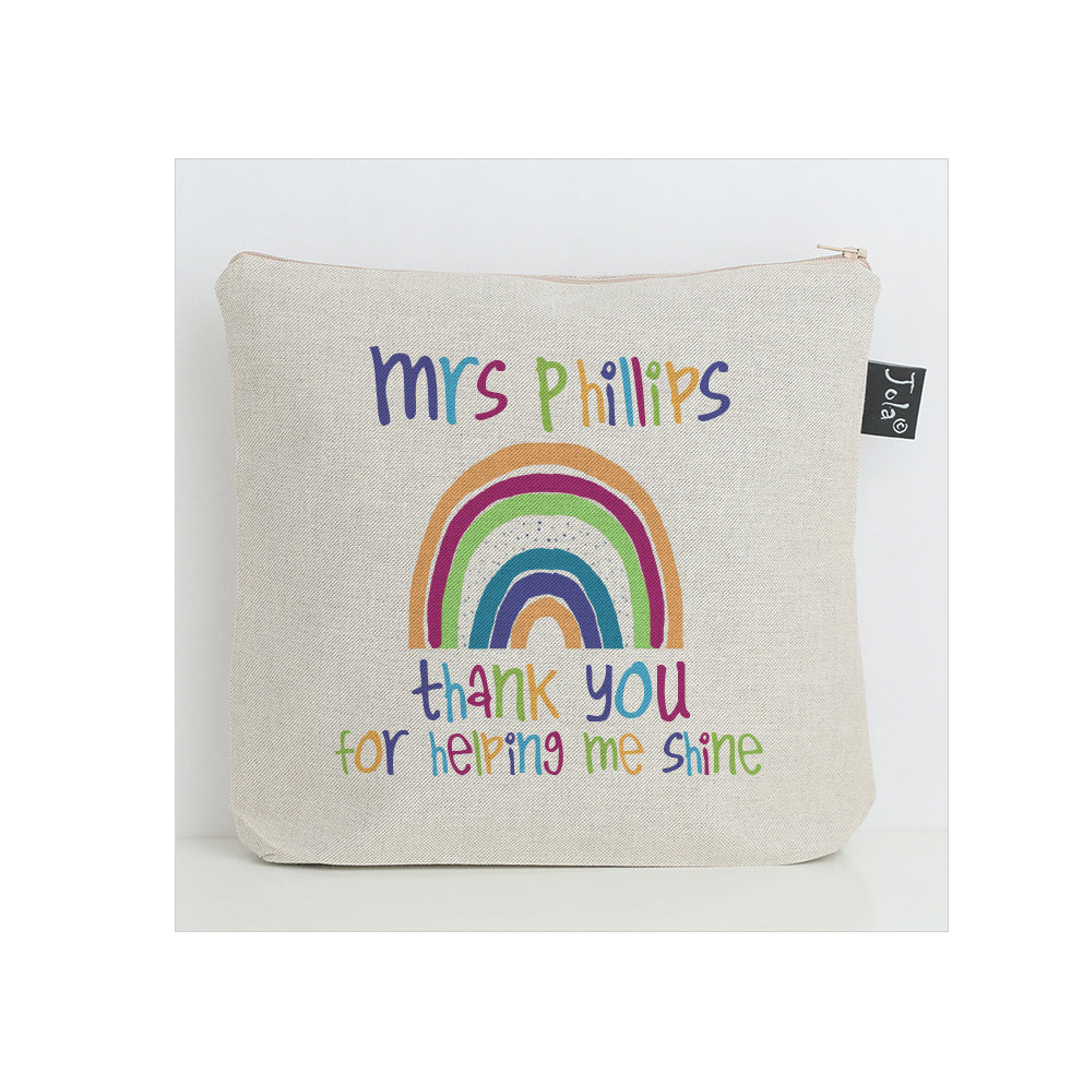 Personalised Rainbow thank you washbag