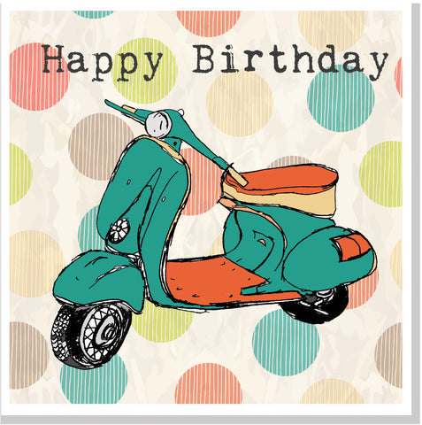 Retro Scooter Birthday square card