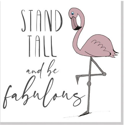 Flamingo stand tall square card