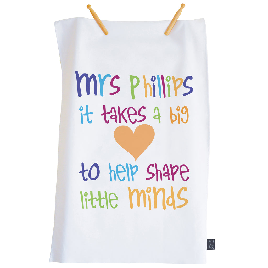 Personalised Takes a big heart Tea Towel