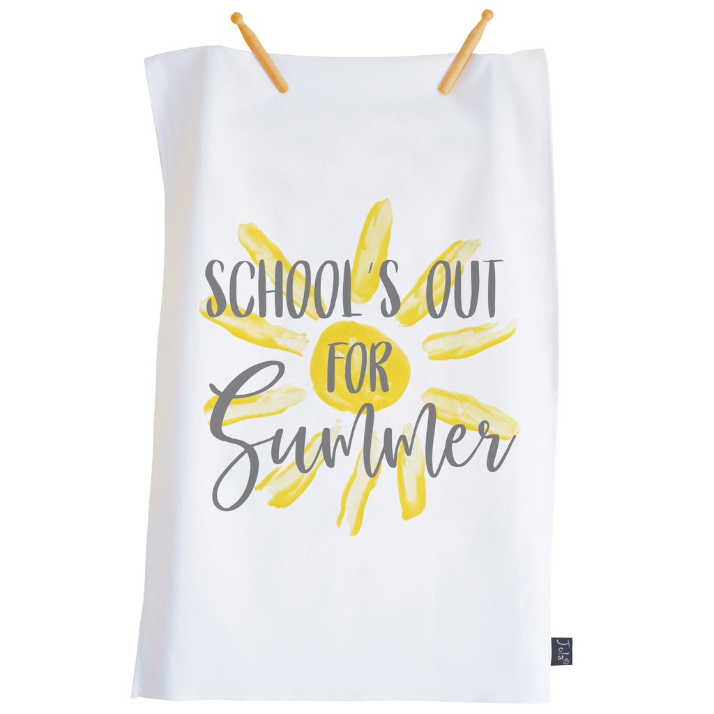 Schools out for summer tea towel