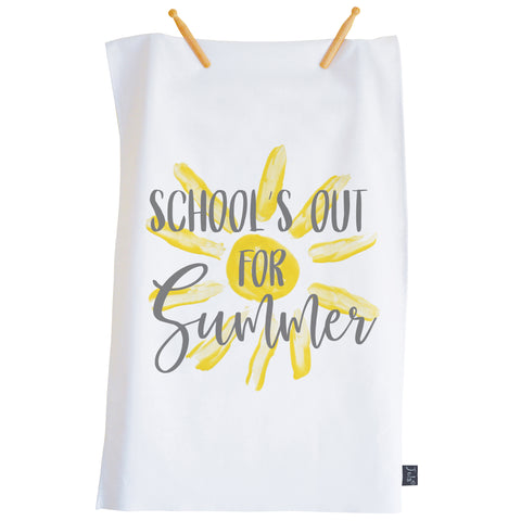 Schools out for summer tea towel