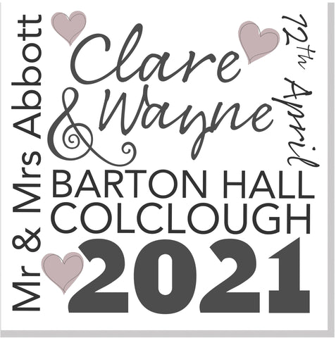 Personalised Wedding words square card