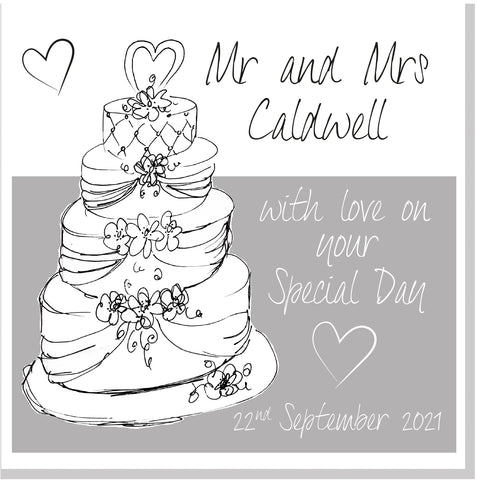 Personalised Wedding cake square card