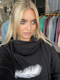 Urban Charcoal Hoodie White Feather