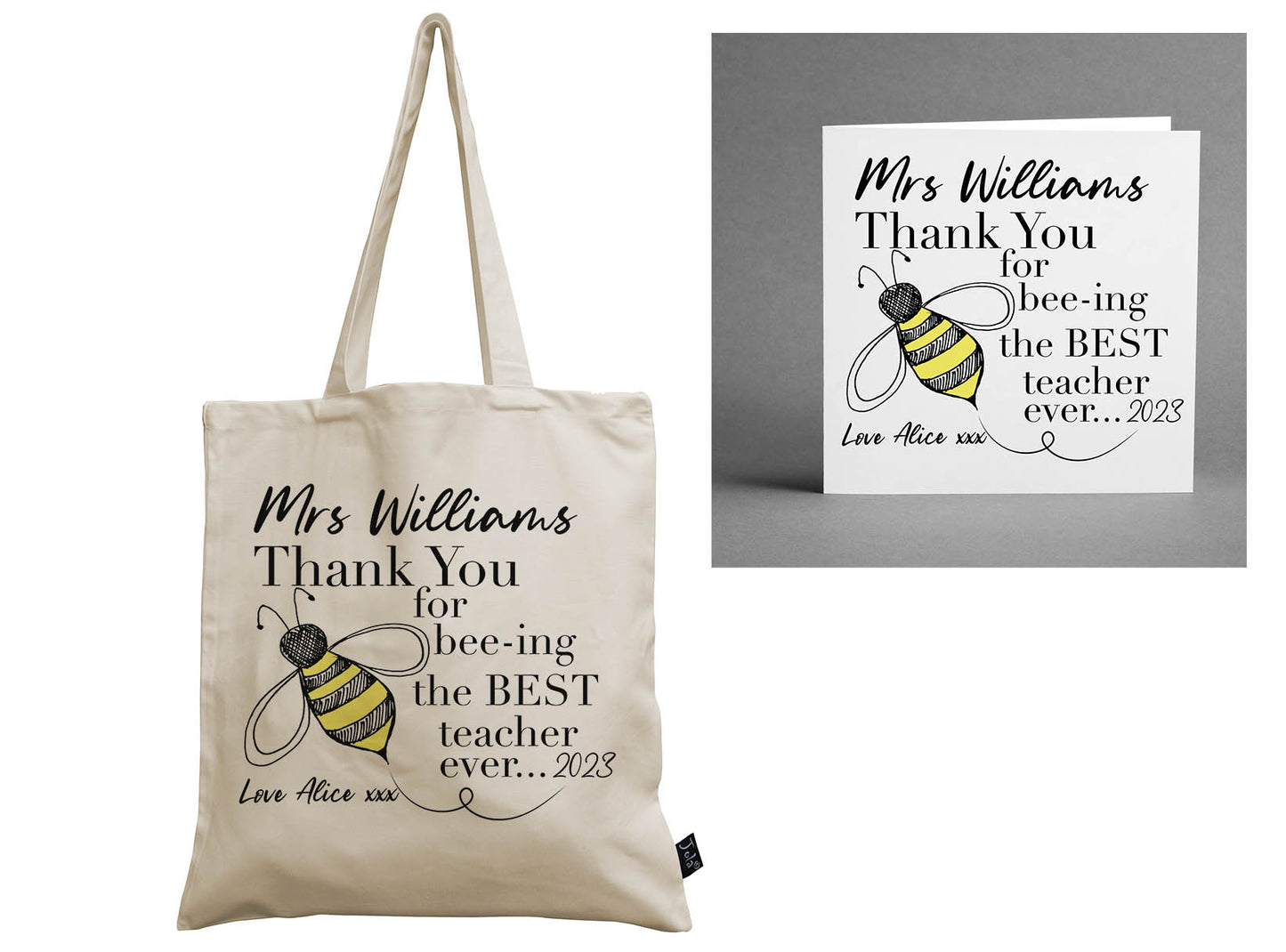 Bee Best Teacher 2023 canvas bag